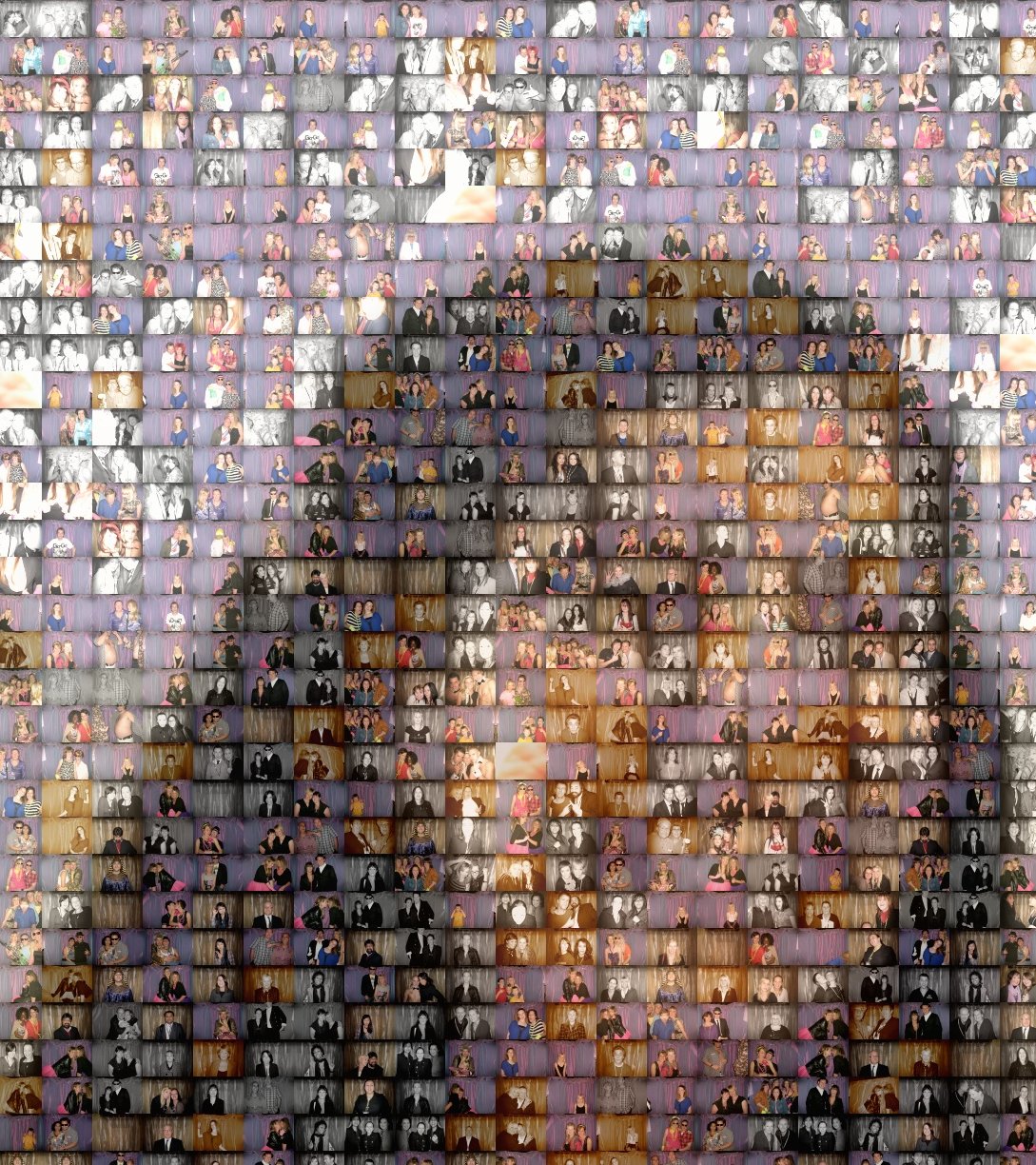 Zoom view of a Mosaic Tapestry of Xan's face from her Photobooth images.